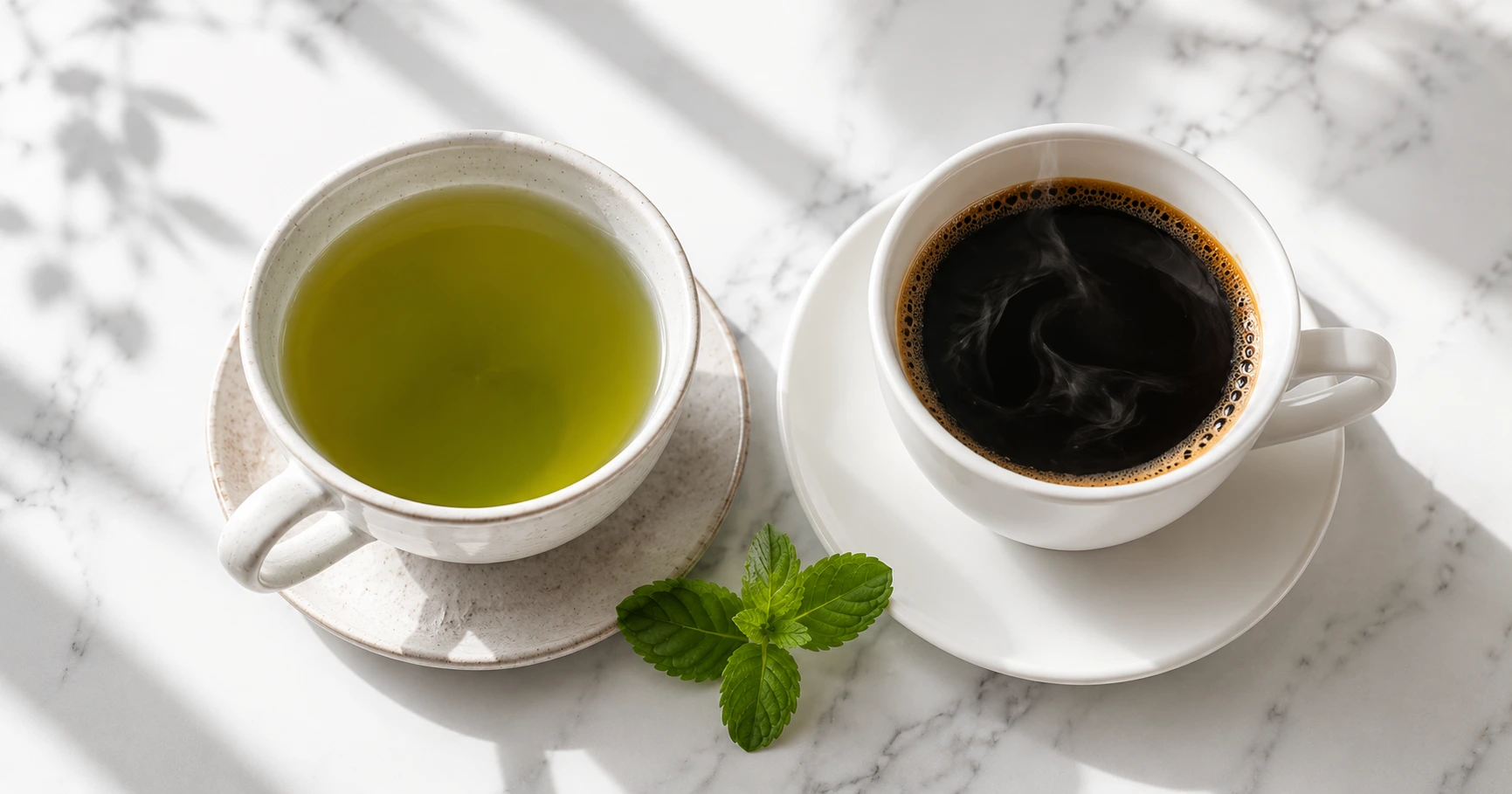 Cup of tea and cup of coffee